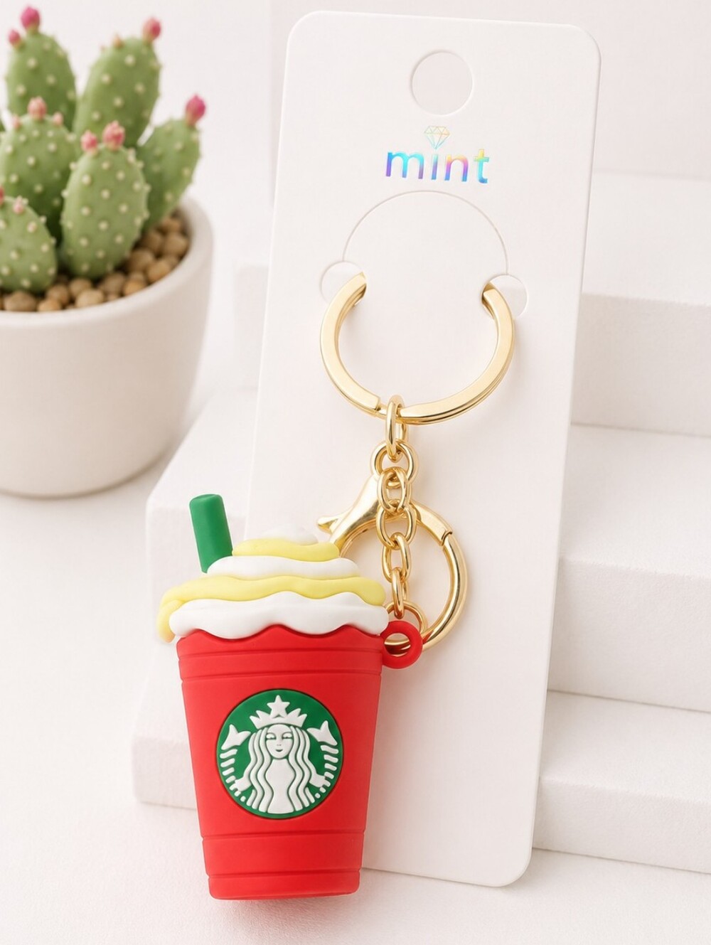 Women's 3D Mini Fashion Keychain Bag Charm Coffee Theme Purse Accessories RED